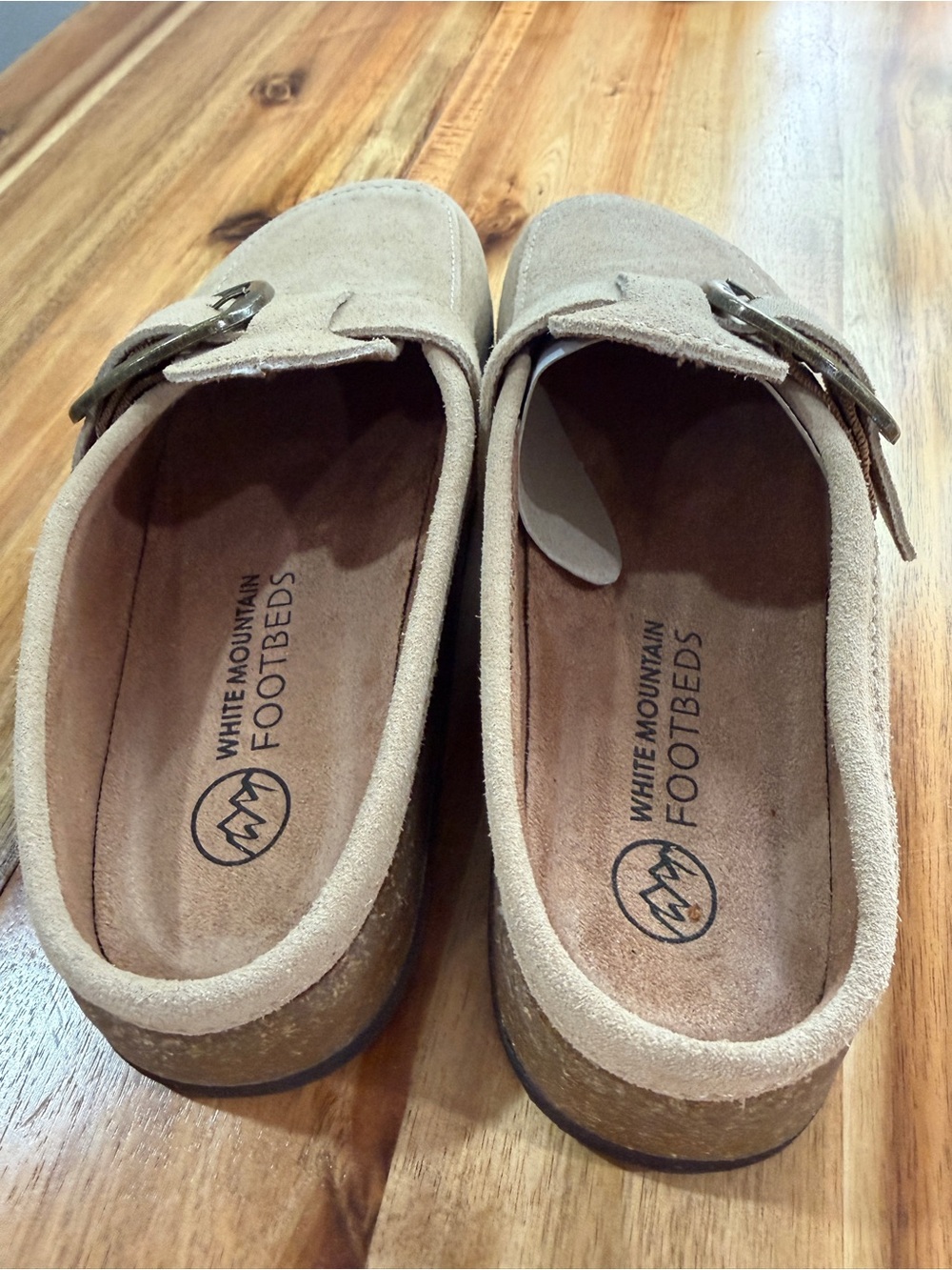 White Mountain tan suede buckle mules - Picture 2 of 3